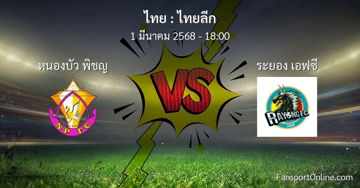 วิเคราะห์บอล ไทยลีก ระหว่าง หนองบัว พิชญ พบ ระยอง เอฟซี (1 มีนาคม 2568)