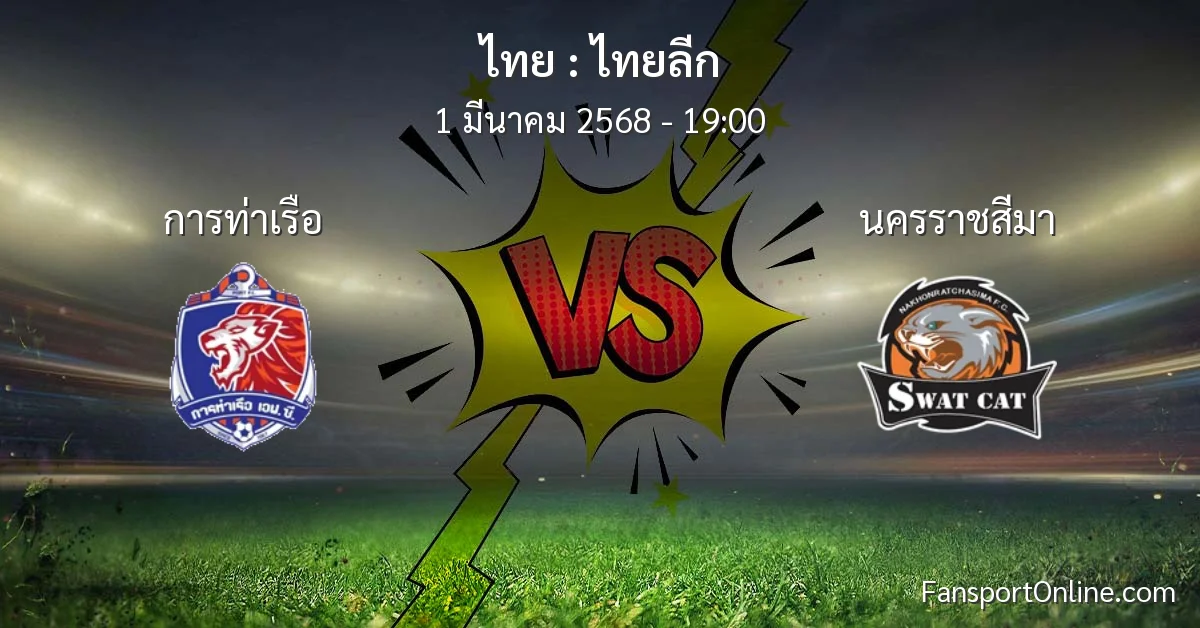 วิเคราะห์บอล ไทยลีก ระหว่าง การท่าเรือ พบ นครราชสีมา (1 มีนาคม 2568)