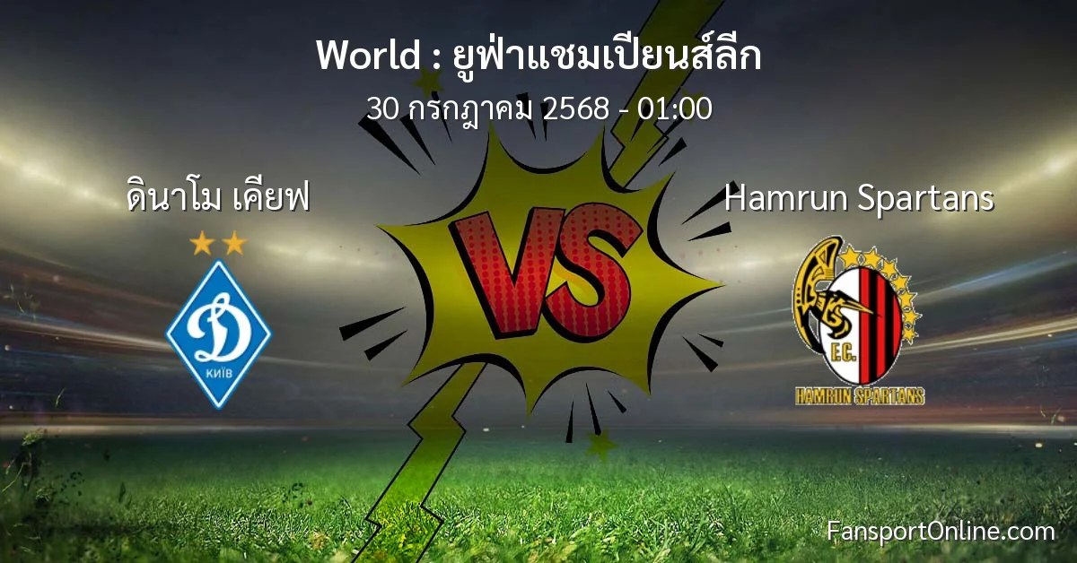 วิเคราะห์บอล ยูฟ่าแชมเปียนส์ลีก ระหว่าง ดินาโม เคียฟ พบ Hamrun Spartans (30 กรกฎาคม 2568)
