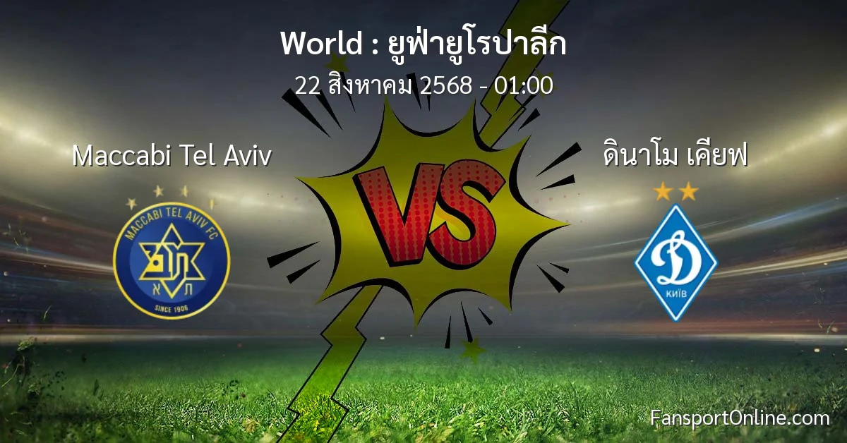 วิเคราะห์บอล ยูฟ่ายูโรปาลีก ระหว่าง Maccabi Tel Aviv พบ ดินาโม เคียฟ (22 สิงหาคม 2568)