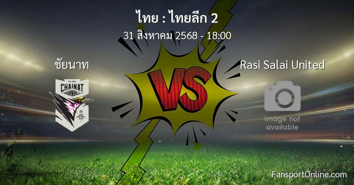 วิเคราะห์บอล ไทยลีก 2 ระหว่าง ชัยนาท พบ Rasi Salai United (31 สิงหาคม 2568)