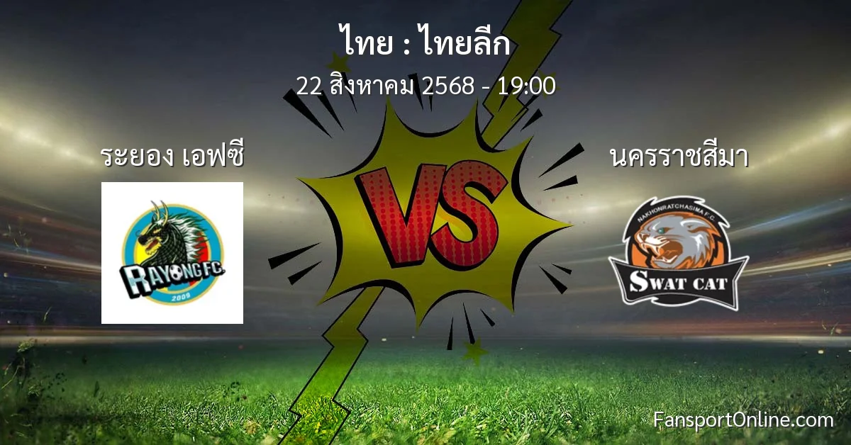 วิเคราะห์บอล ไทยลีก ระหว่าง ระยอง เอฟซี พบ นครราชสีมา (22 สิงหาคม 2568)