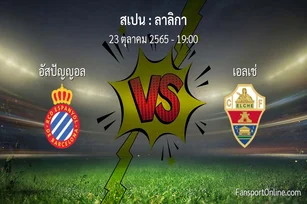 วิเคราะห์บอล ลาลิกา ระหว่าง อัสปัญญอล พบ เอลเช่ (23 ตุลาคม 2565)