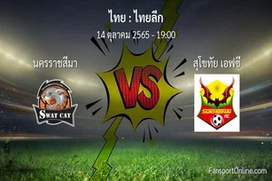 วิเคราะห์บอล ไทยลีก ระหว่าง นครราชสีมา พบ สุโขทัย เอฟซี (14 ตุลาคม 2565)