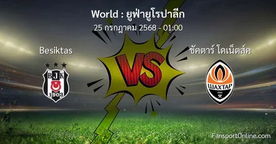 วิเคราะห์บอล ยูฟ่ายูโรปาลีก ระหว่าง Besiktas พบ ชัคตาร์ โดเน็ตส์ค (25 กรกฎาคม 2568)