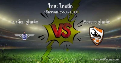 วิเคราะห์บอล ไทยลีก ระหว่าง แบงค็อก ยูไนเต็ด พบ เชียงราย ยูไนเต็ด (7 ธันวาคม 2568)