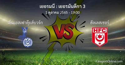วิเคราะห์บอล เยอรมันลีกา 3 ระหว่าง เอ็มเอสเฟาดุ๊ยส์บวร์ก พบ ฮัลเลสเชอร์