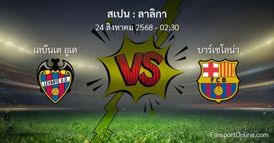 วิเคราะห์บอล ลาลิกา ระหว่าง เลบันเต อูเด พบ บาร์เซโลน่า (24 สิงหาคม 2568)