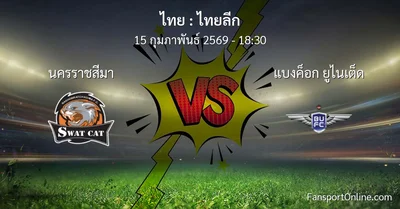 วิเคราะห์บอล ไทยลีก ระหว่าง นครราชสีมา พบ แบงค็อก ยูไนเต็ด (15 กุมภาพันธ์ 2569)
