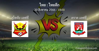 วิเคราะห์บอล ไทยลีก ระหว่าง สุโขทัย เอฟซี พบ ตราด เอฟซี (20 สิงหาคม 2566)