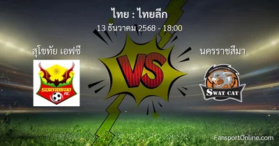 วิเคราะห์บอล ไทยลีก ระหว่าง สุโขทัย เอฟซี พบ นครราชสีมา (13 ธันวาคม 2568)