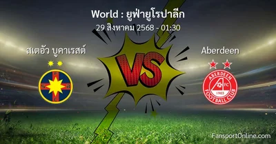 วิเคราะห์บอล ยูฟ่ายูโรปาลีก ระหว่าง สเตอัว บูคาเรสต์ พบ Aberdeen (29 สิงหาคม 2568)