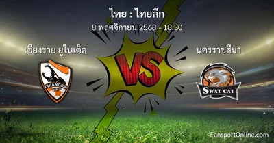 วิเคราะห์บอล ไทยลีก ระหว่าง เชียงราย ยูไนเต็ด พบ นครราชสีมา (8 พฤศจิกายน 2568)