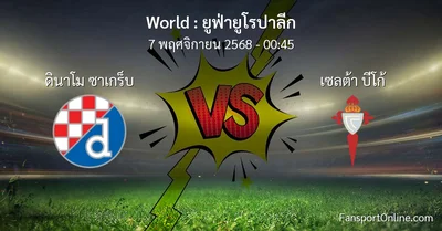 วิเคราะห์บอล ยูฟ่ายูโรปาลีก ระหว่าง ดินาโม ซาเกร็บ พบ เซลต้า บีโก้ (7 พฤศจิกายน 2568)