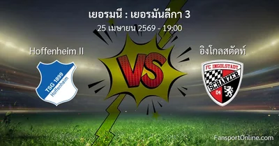 วิเคราะห์บอล เยอรมันลีกา 3 ระหว่าง Hoffenheim II พบ อิงโกลสตัดท์ (25 เมษายน 2569)