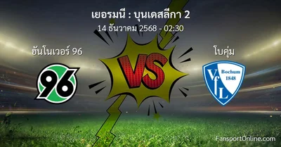 วิเคราะห์บอล บุนเดสลีกา 2 ระหว่าง ฮันโนเวอร์ 96 พบ โบคุ่ม (14 ธันวาคม 2568)