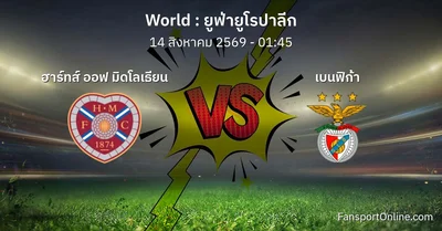 วิเคราะห์บอล ยูฟ่ายูโรปาลีก ระหว่าง ฮาร์ทส์ ออฟ มิดโลเธียน พบ เบนฟิก้า (14 สิงหาคม 2569)