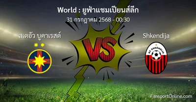 วิเคราะห์บอล ยูฟ่าแชมเปียนส์ลีก ระหว่าง สเตอัว บูคาเรสต์ พบ Shkendija (31 กรกฎาคม 2568)