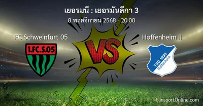 วิเคราะห์บอล เยอรมันลีกา 3 ระหว่าง FC Schweinfurt 05 พบ Hoffenheim II (8 พฤศจิกายน 2568)