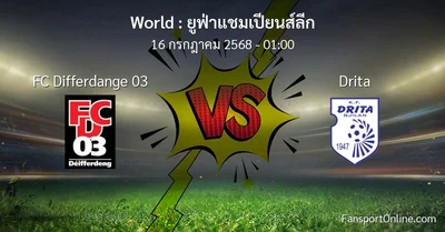 วิเคราะห์บอล ยูฟ่าแชมเปียนส์ลีก ระหว่าง FC Differdange 03 พบ Drita (16 กรกฎาคม 2568)
