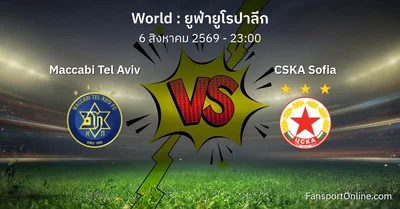 วิเคราะห์บอล ยูฟ่ายูโรปาลีก ระหว่าง Maccabi Tel Aviv พบ CSKA Sofia (6 สิงหาคม 2569)