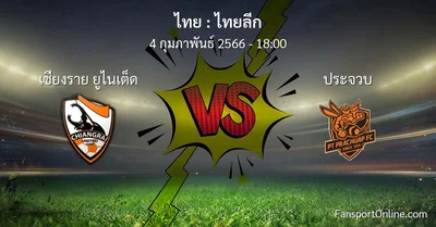 วิเคราะห์บอล ไทยลีก ระหว่าง เชียงราย ยูไนเต็ด พบ ประจวบ (4 กุมภาพันธ์ 2566)