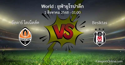 วิเคราะห์บอล ยูฟ่ายูโรปาลีก ระหว่าง ชัคตาร์ โดเน็ตส์ค พบ Besiktas (1 สิงหาคม 2568)